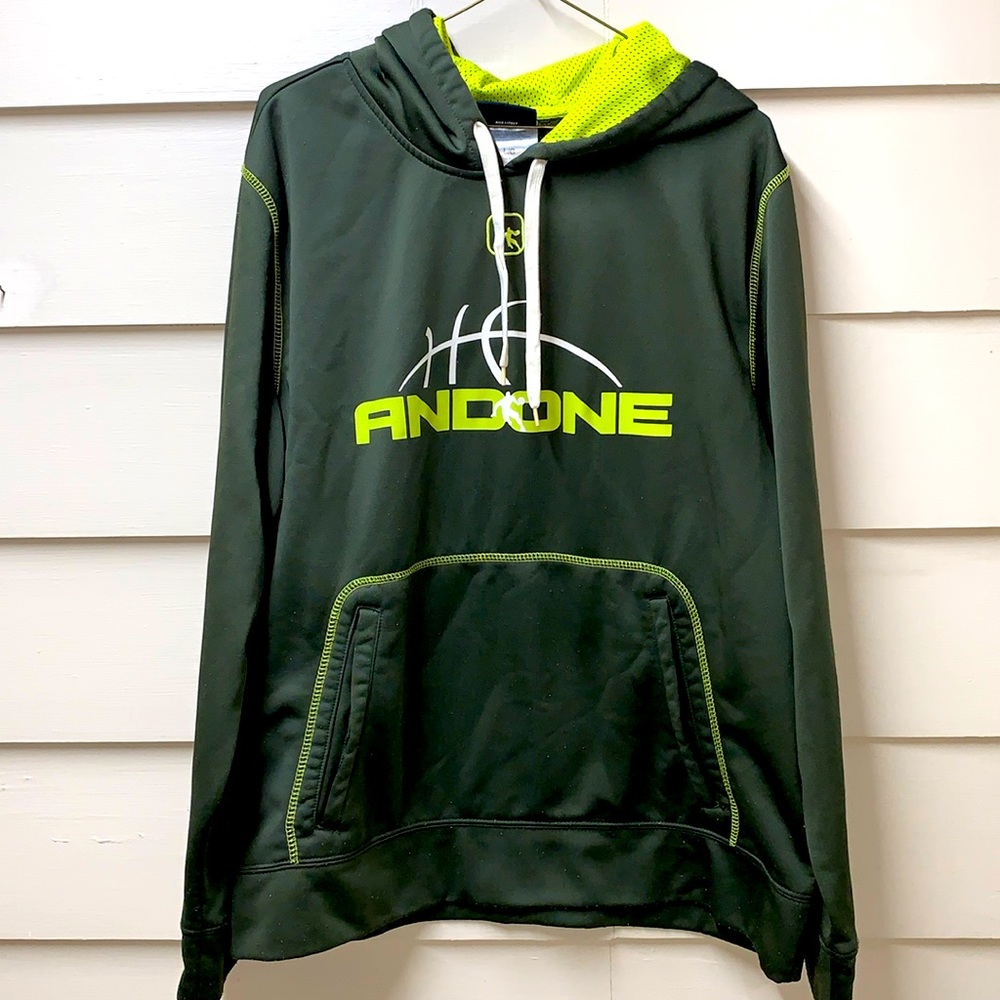 AND1 Green /Neon Green/Yellow Basketball Hoodie Athletic Sweatshirt Men's Large